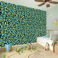Teal And Yellow Leopard Pattern Print Wall Sticker