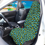 Teal And Yellow Leopard Pattern Print Waterproof Car Seat Cover