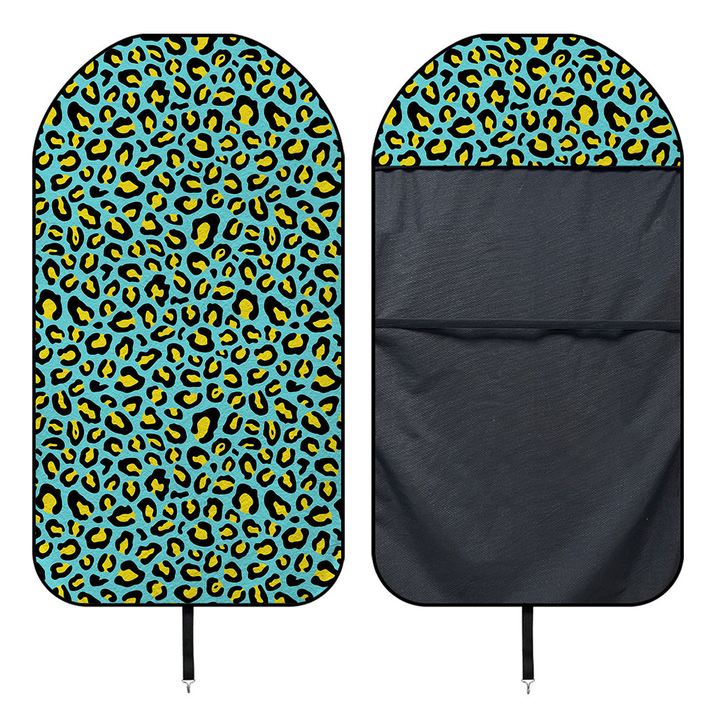 Teal And Yellow Leopard Pattern Print Waterproof Car Seat Cover