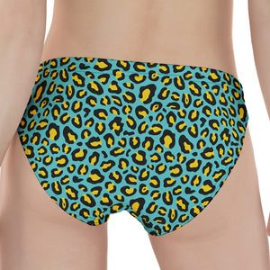 Teal And Yellow Leopard Pattern Print Women's Panties