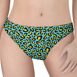 Teal And Yellow Leopard Pattern Print Women's Thong