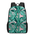 Teal Banana Leaves Pattern Print 17 Inch Backpack