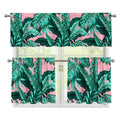 Teal Banana Leaves Pattern Print 3 Piece Kitchen Curtains