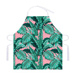 Teal Banana Leaves Pattern Print Adjustable Apron