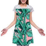 Teal Banana Leaves Pattern Print Adjustable Apron