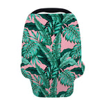 Teal Banana Leaves Pattern Print Baby Seat Cover