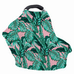 Teal Banana Leaves Pattern Print Baby Seat Cover