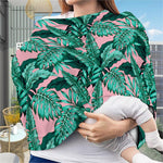 Teal Banana Leaves Pattern Print Baby Seat Cover
