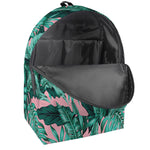 Teal Banana Leaves Pattern Print Backpack