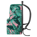 Teal Banana Leaves Pattern Print Backpack