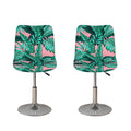 Teal Banana Leaves Pattern Print Bar Stool Covers