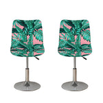 Teal Banana Leaves Pattern Print Bar Stool Covers
