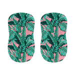Teal Banana Leaves Pattern Print Bar Stool Covers