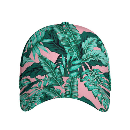 Teal Banana Leaves Pattern Print Baseball Cap