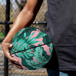 Teal Banana Leaves Pattern Print Basketball