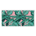Teal Banana Leaves Pattern Print Beach Towel