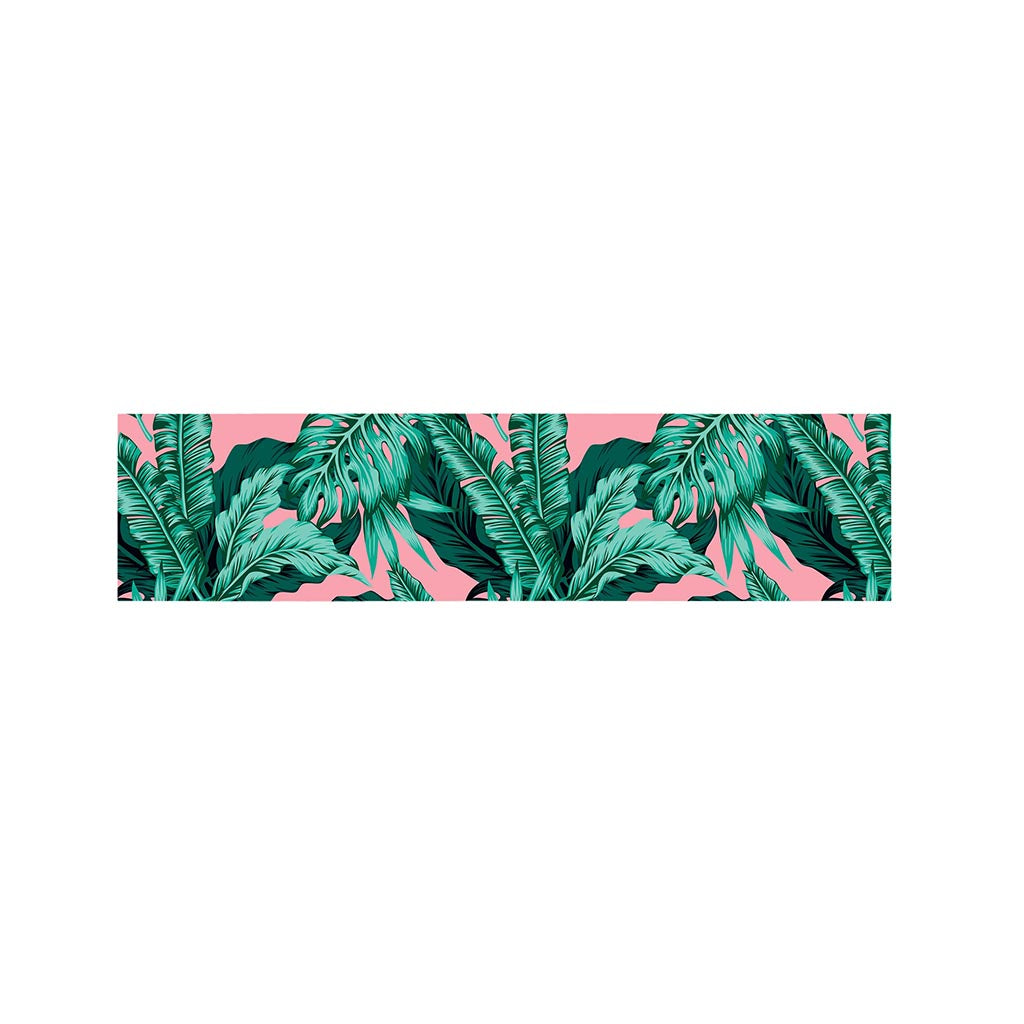 Teal Banana Leaves Pattern Print Bed Runner