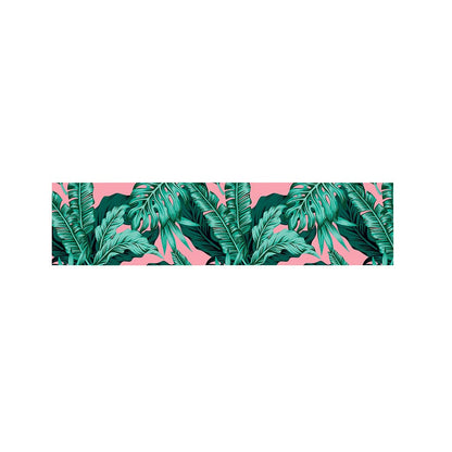 Teal Banana Leaves Pattern Print Bed Runner