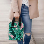 Teal Banana Leaves Pattern Print Bible Tote Bag