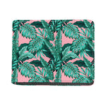 Teal Banana Leaves Pattern Print Bifold Wallet