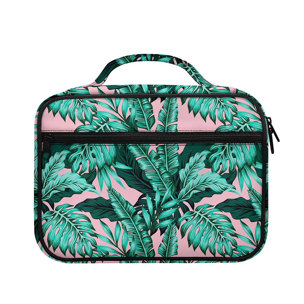 Teal Banana Leaves Pattern Print Briefcase Bible Bag