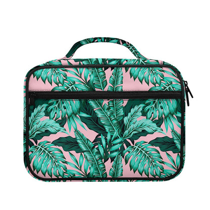 Teal Banana Leaves Pattern Print Briefcase Bible Bag