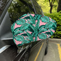 Teal Banana Leaves Pattern Print Car Side Mirror Covers