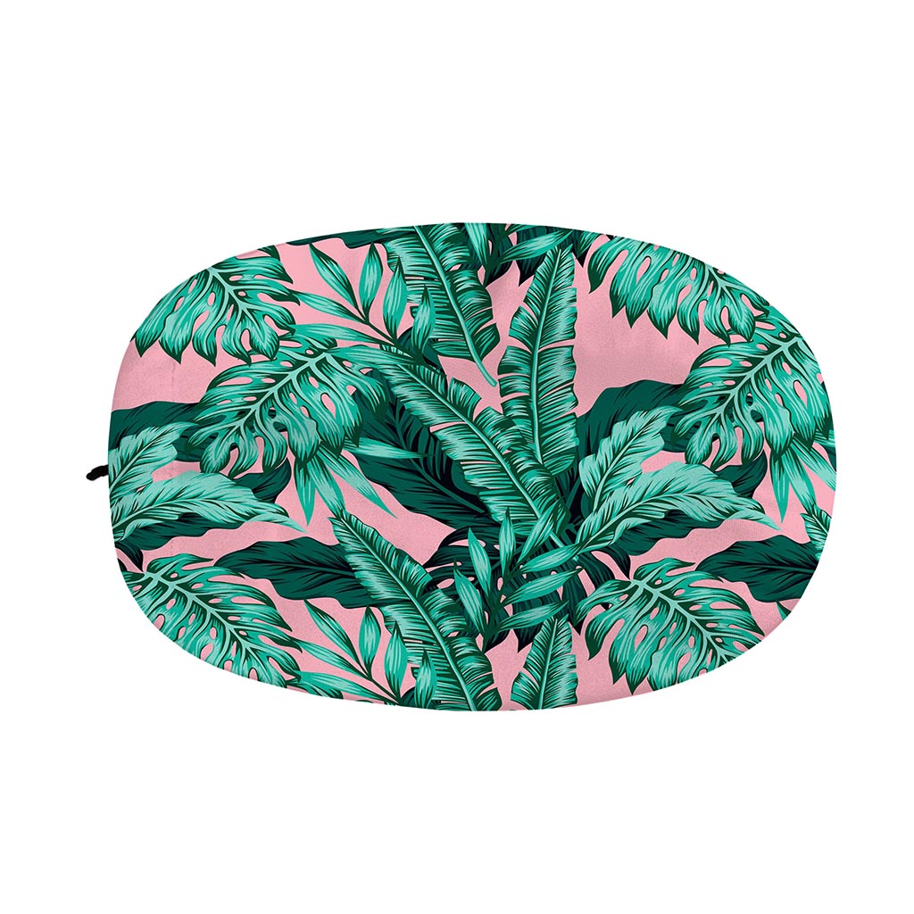 Teal Banana Leaves Pattern Print Car Side Mirror Covers