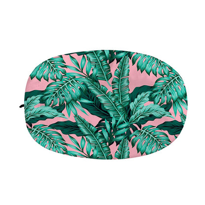 Teal Banana Leaves Pattern Print Car Side Mirror Covers