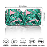 Teal Banana Leaves Pattern Print Car Windshield Sun Shade