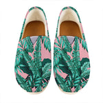 Teal Banana Leaves Pattern Print Casual Shoes