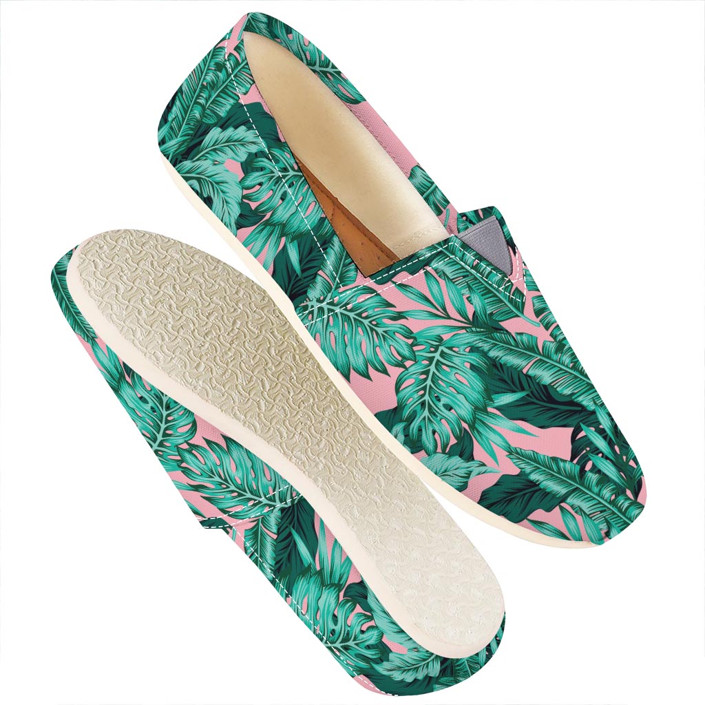 Teal Banana Leaves Pattern Print Casual Shoes