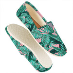 Teal Banana Leaves Pattern Print Casual Shoes