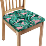 Teal Banana Leaves Pattern Print Chair Cushion Cover