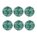 Teal Banana Leaves Pattern Print Coaster Set