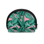 Teal Banana Leaves Pattern Print Coin Purse