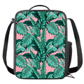 Teal Banana Leaves Pattern Print Crossbody Lunch Bag