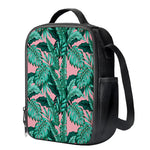 Teal Banana Leaves Pattern Print Crossbody Lunch Bag