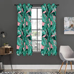 Teal Banana Leaves Pattern Print Curtain