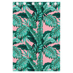 Teal Banana Leaves Pattern Print Curtain