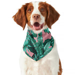 Teal Banana Leaves Pattern Print Dog Bandana