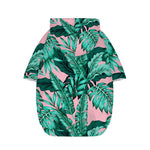 Teal Banana Leaves Pattern Print Dog Zip Up Hoodie