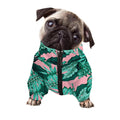 Teal Banana Leaves Pattern Print Dog Zip Up Jacket