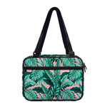 Teal Banana Leaves Pattern Print Double Strap Bible Bag