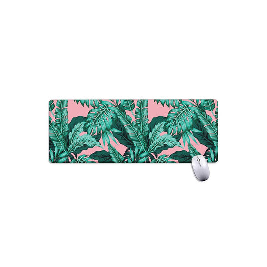 Teal Banana Leaves Pattern Print Extended Mouse Pad