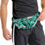 Teal Banana Leaves Pattern Print Fanny Pack