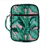 Teal Banana Leaves Pattern Print Front Pocket Bible Bag