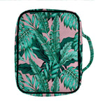 Teal Banana Leaves Pattern Print Front Pocket Bible Bag