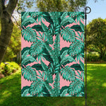 Teal Banana Leaves Pattern Print Garden Flag