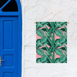 Teal Banana Leaves Pattern Print Garden Flag
